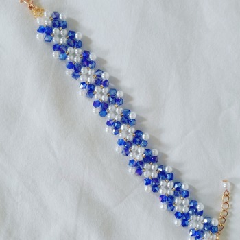 Handmade White Pearl Royal Blue Bracelet Jewellery