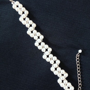 Handmade White Pearl  Zig Zap Bracelet