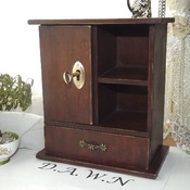LOCKABLE Handmade UP-CYCLED - AGED Display Armoire. Internal Shelf and base drawer. Lockable side cabinet. Mortise Lock and key box.