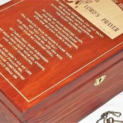 FREE POST - LOCKABLE Wooden PRAYER BOX engraved with THE LORD'S PRAYER. Psalm 23: 1-3. Key is on a chain. Handmade woodworking.