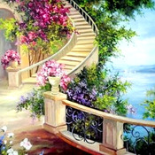 The Garden Staircase Cross Stitch Pattern