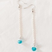 Handmade Aquamarine Crystal Glass Drop Earrings Jewellery