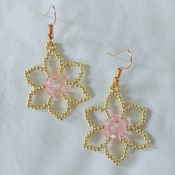 Handmade Gold Pink Simple Flower Earrings Jewellery