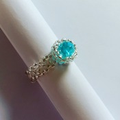 Handmade Ocean Blue Crystal Silver Ring Jewellery