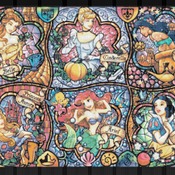 counted cross stitch pattern six princesses stained glass 496*349 stitches CH715