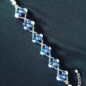 Handmade Blue White Pearl X Bracelet Jewellery