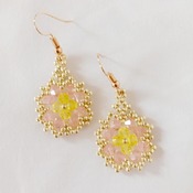 Handmade Pink Yellow Spring Flower Earrings Jewellery
