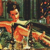 Reading In The Bath Cross Stitch Pattern