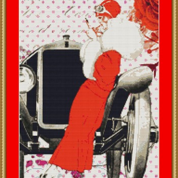 Woman In Red Cross Stitch Pattern