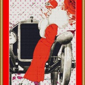 Woman In Red Cross Stitch Pattern