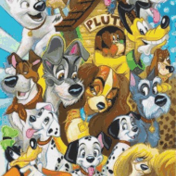 counted cross stitch pattern all disney dogs needlepoint 190*236 stitches CH1610