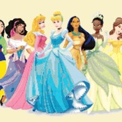 counted cross stitch pattern all Disney princesses 452*151 stitches CH009