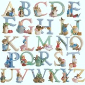 Counted cross stitch pattern alphabet farm characters high 60 ABC 329*319 stitches CH933