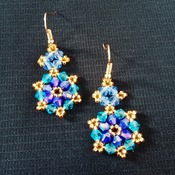 Handmade Blue Crystal Glass Earrings