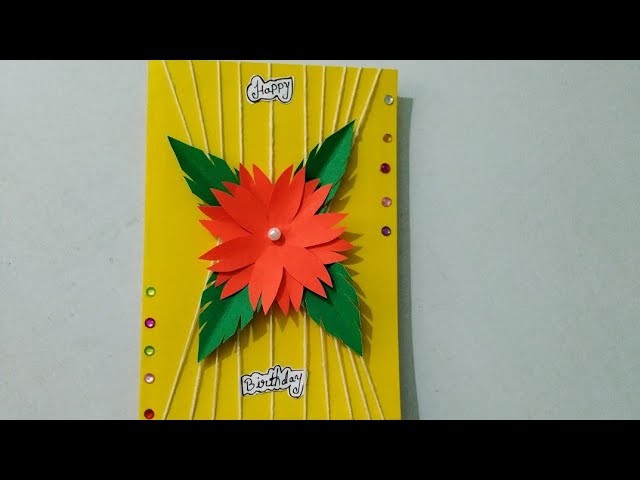 Beautiful Handmade birthday card. DIY happy birthday greeting card idea. birthday card tutorial