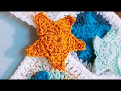 CROCHET: How to  crochet a  star square ❤. very Easy Crochet Star square❤.The Crochet World ❤