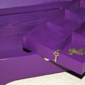 FREE POST - LOCKABLE Wooden PURPLE Chest with inner storage tray. Handmade woodwork with lock and key.