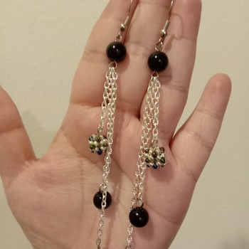 Handmade Black Pearl Beaded Ball Earrings