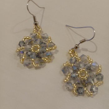 Handmade Crystal Glass Flower Earrings