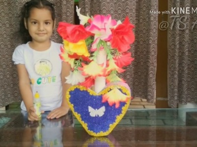 How to make flower vase from cardboard || DIY cardboard flower vase || DIY Home decor || TS Art