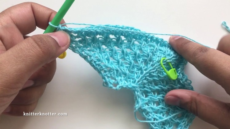 Tunisian Crochet Tutorial - Ruffled Waters Shawl - Edging with gradient yarn - Left handed