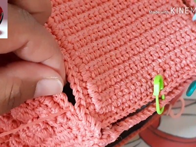 Tutorial Rajut cara menggabung Tas. Crochet bag how to join project