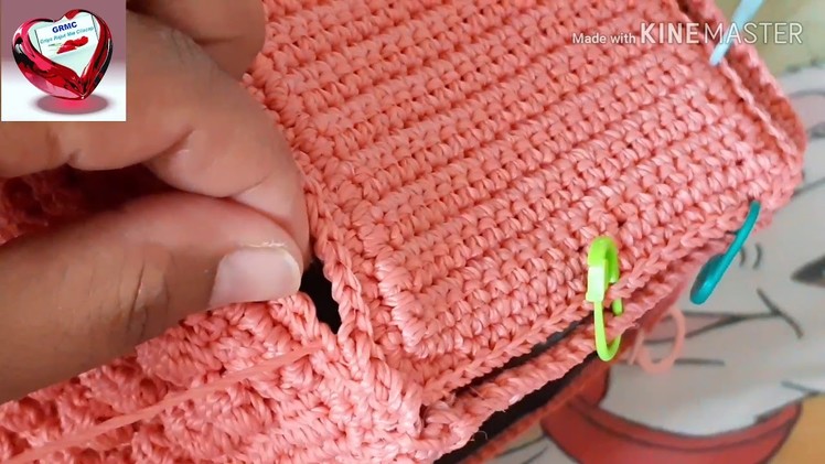 Tutorial Rajut cara menggabung Tas. Crochet bag how to join project