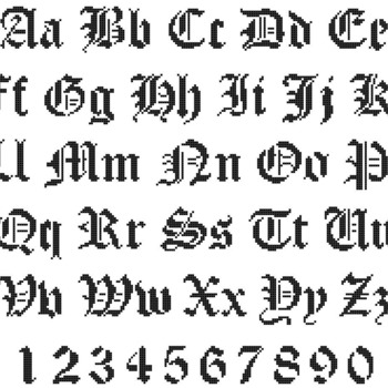 Counted cross stitch pattern old gothic alphabet high 22 ABC 216*179 stitches CH1242