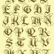 Counted cross stitch pattern old gothic alphabet high 65 ABC 262*356 stitches CH1681