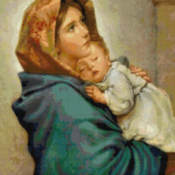 counted Cross Stitch Pattern madonna with little jesus 188*240 stitches CH1860