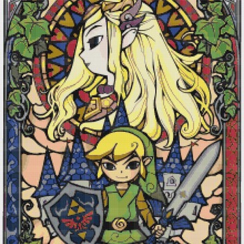 counted cross stitch pattern nintendo zelda  stained glass 220*329 stitches CH1056