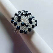 Handmade Black Crystal Square Ring Jewellery