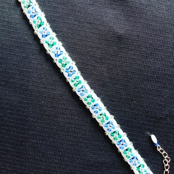 Handmade Blue Green Pearl Tennis Bracelet Jewellery