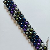 Handmade Multiple Colour Pearl Crystal 3 Strands Bracelet Jewellery