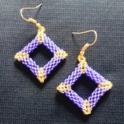 Handmade Purple Gold Diamond Shape Earrings Jewellery