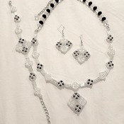 Handmade Silver Diamond Shape Necklace Bracelet Earrings Set Jewellery