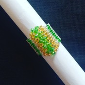 Handmade Green Crystal Gold Silver Ring Jewellery