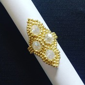 Handmade Honeycomb Gold Crystal Glass Ring Jewellery