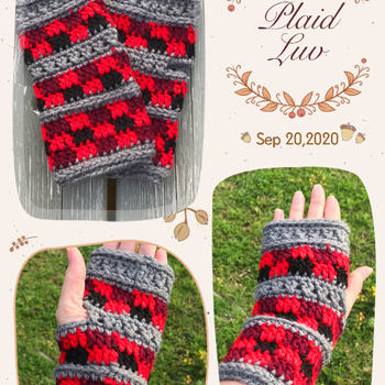 Ladies Plaid Texting Glove Crochet Pattern