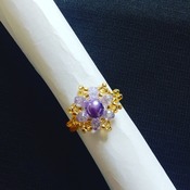 Handmade Purple Pearl Crystal Ring Jewellery