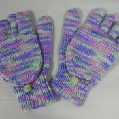 Knitted Pink, Purple And Green Random Coloured Convertible Gloves