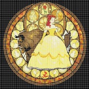 counted cross stitch pattern Beauty beast stained glass 276*276 stitches CH784