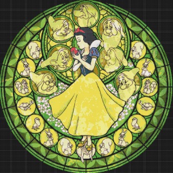 Counted Cross stitch pattern Snow white stained glass 276*268 stitches CH768
