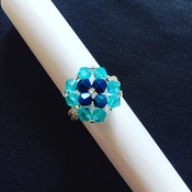 Handmade Blue Crystal Square Ring Jewellery