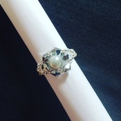 Handmade Grey Pearl Silver Crystal Ring Jewellery