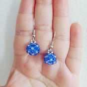 Handmade Tiny Blue Beaded Ball Earrings Jewellery