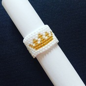 Handmade Golden White Crown Ring Jewellery