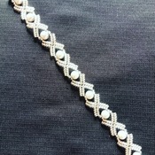 Handmade Grey Pearl Silver X Bracelet Jewellery