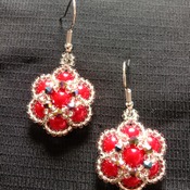Handmade Red Pearl Crystal Flower Earrings Jewellery