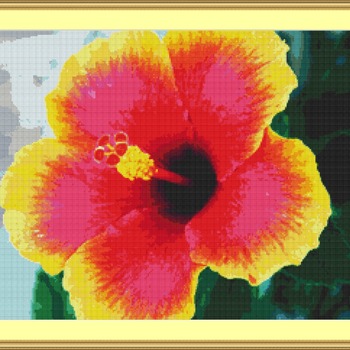 Hibiscus Flower Cross Stitch Pattern